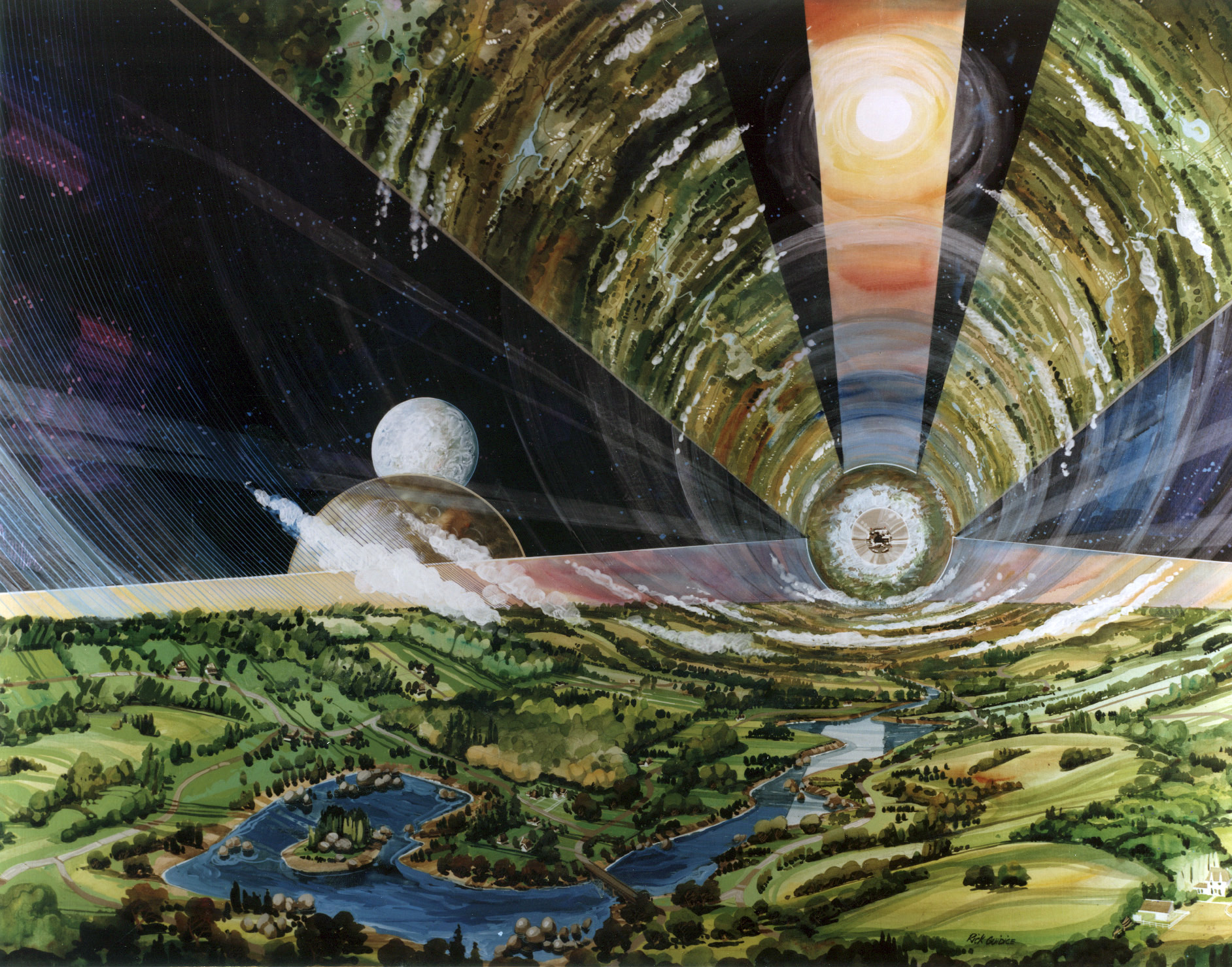 An artist's impression of the interior of Rama.