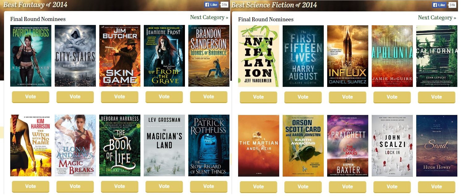 GoodReads Choice Awards 2014 Finalists